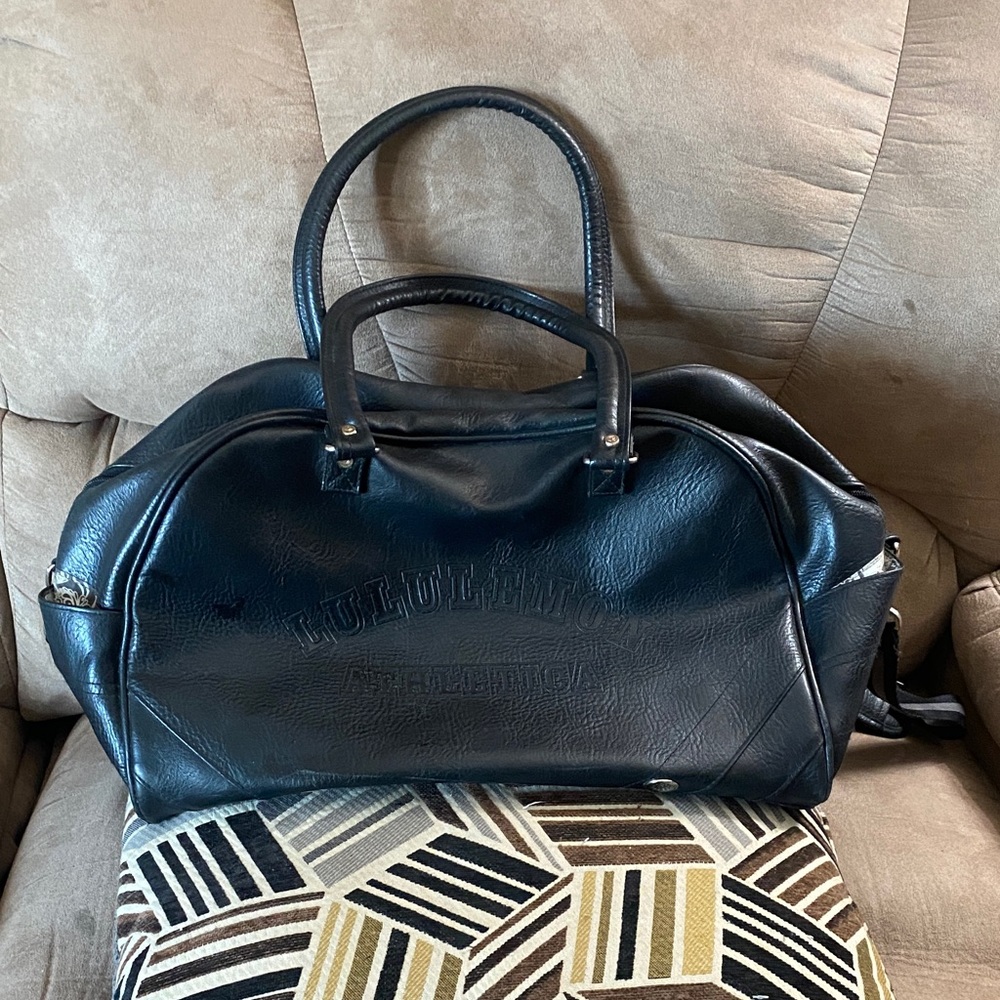 Lululemon Black Leather Duffel Bag Pebbled Leather Rare Final Price!